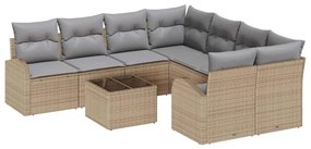 Kerti Kanapé Szett 9 pcs Bézs 55 x 55 x 37 cm polirattan