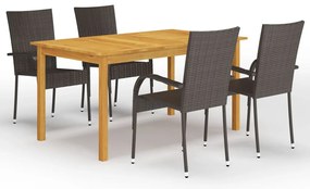 vidaXL 5 részes barna kerti étkezőgarnitúra