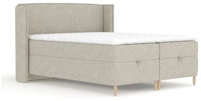 Világosszürke ágyneműtartós boxspring ágy 160x200 cm Monpelli – Maison de Rêve