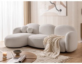 Krémszínű buklé sarokkanapé (bal oldali-heverő résszel) Orbit – Ropez