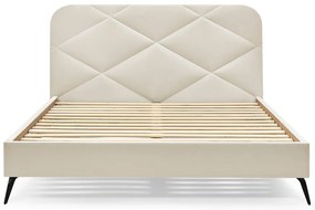 Bézs kárpitozott franciaágy ágyráccsal 160x200 cm Prune – Bobochic Paris