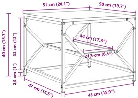 dohányzóasztal polccal Sonoma tölgyben – 51x50x40 cm – Szerelt fából