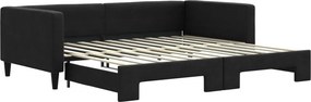 vidaXL fekete kihúzható szövet heverő 100 x 200 cm