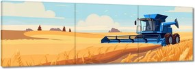 Vászonkép 150x50 Kék kombájn a mezőn