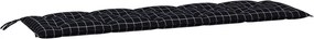 vidaXL fekete kockás oxford szövet kerti padpárna 180 x 50 x 7 cm