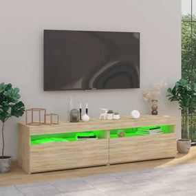 2 db sonoma tölgy színű TV-szekrény LED-ekkel 75 x 35 x 40 cm
