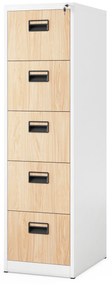 Fém irattartó szekrény, 5 fiókos SARA V5, 460 x 1630 x 620 mm, Eco Design: fehér/ sonoma tölgy