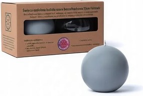 Dekorációs gyertya gömbölyű szürke illatmentes 7,5cm