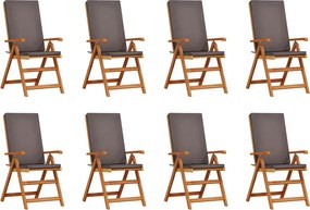 vidaXL Kerti Szék 8 pcs Barna és Szürke 57 x 71,5 x 104 cm