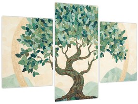 Kép – Elegáns mozaik fával (90x60 cm)
