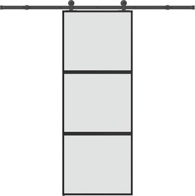 vidaXL tolóajtó vasalatokkal 76x205 cm edzett üveg&Alumínium