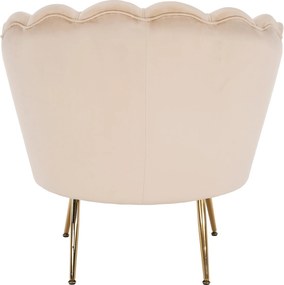 Fotel Art-deco stílusban, bézs Velvet anyag/gold chróm-arany, NOBLIN