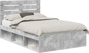 vidaXL Ágykeret fejtámlával Beton 120 x 190 cm Tömör fenyőfa