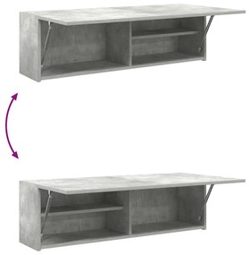 betonszürke szerelt fa fali fürdőszobaszekrény 100x25x30 cm