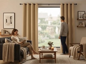 OXFORD bézs függöny 140x270 cm Felfüggesztés: Hullámos sínszalag