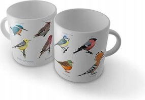 Dekoratív Bögre Fehér Kerámia Mintás Színes Madarak Soliton Kiváló Minőség