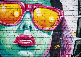 Fotótapéta Graffiti Street Art Lány szemüvegben Tégla 312x219 +ragasztó