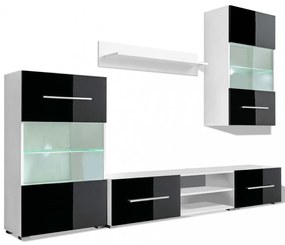 5 részes fali TV állvány szett fekete LED világítással