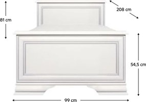 Ágy, 90x200, alpesi fehér, KENTAK