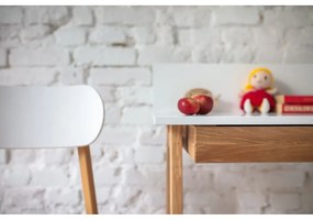 Luka fehér íróasztal kőrisfa lábakkal, hossz 110 cm - Ragaba