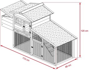 Avenberg COOPER Tyúkól 172 x 66 x 120 cm (barna)