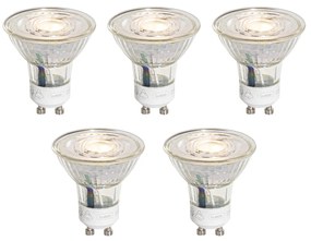 5 darabos GU10 50 mm-es, 3 lépésben dimmelhető Kelvin LED izzókészlet, átlátszó, 4,9 W, 450 lm, 2000-2700 K
