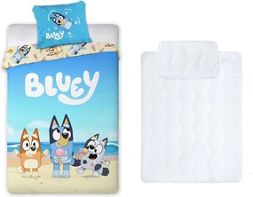 Bluey Beach Day gyerek, ovis ágyneműhuzat és paplan/párna szett 100x135 cm 40x60 cm