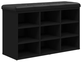 fekete szerelt fa cipőtároló pad 82 x 32 x 50 cm