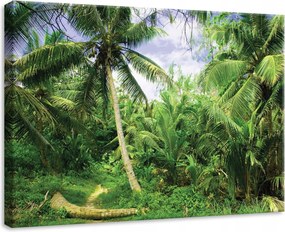 Vászonkép 70x50 Trópusi erdő pálmafák zöld árnyék fény természet nyugalom