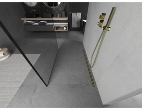 Mexen, Mexen Kioto zuhanykabin fala 150 x 200 cm, átlátszó/fekete minta 8 mm, arany- 800-150-002-50-70