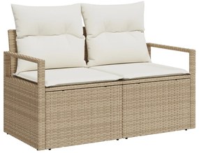 10 darabos kerti kanapé szett párnákkal világosszürke poli rattan, 2-személyes kerti kanapé tárolóval és párnákkal szürke poli rattan