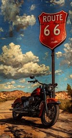 Motorkerékpár Törölköző Route 66 Usa Strandtörölköző Motorosoknak 75x150