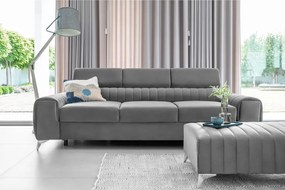 Világosszürke bársony kinyitható kanapé 261 cm Laurence – ELTAP