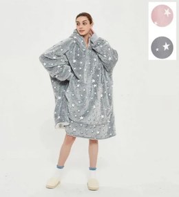 Sötétben világító takaró ujjal és kapucnival - Rózsaszín