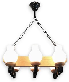 Brilagi - Csillár láncon QUEEN 6xE14/40W/230V bükkfa