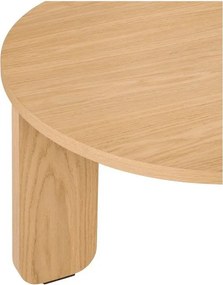 Natúr színű kerek dohányzóasztal tölgyfa dekoros asztallappal ø 55 cm Kuvu – noo.ma