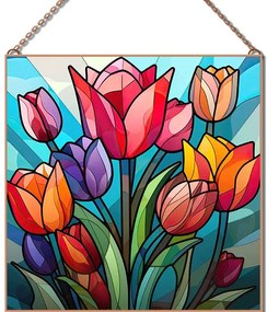 Tulipánok üvegkép, falikép