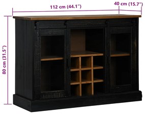 HALDEN fekete tömör fa komód 2 tolóajtóval 112x40x80 cm