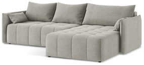 Világosszürke kinyitható-tárolóhelyes sarokkanapé (jobb oldali-heverő résszel) Moku – Makamii