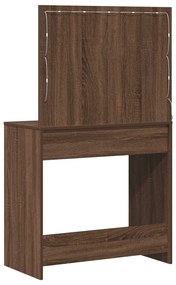 Sminktükör LED Világítással Barna Tölgy 78,5x41x135 cm