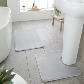 Világosszürke memóriahab fürdőszobai kilépő szett WC-hez, 2 db-os 50x80 cm Anti-Bacterial – Catherine Lansfield