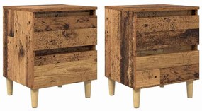 vidaXL Ágy szekrények fiókkal 2 pcs Öreg fa 40 x 35 x 50 cm Faanyag