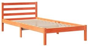 viaszbarna tömör fa könyvespolcos ágy matrac nélkül 75 x 190 cm
