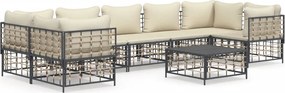vidaXL 8 részes antracitszürke polyrattan kerti ülőgarnitúra párnákkal
