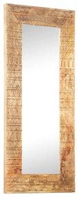kézzel faragott tömör mangófa tükör 110 x 50 x 2,5 cm