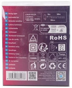 Aigostar - LED kültéri dekorációs füzér 20xLED/13m IP44 hideg fehér