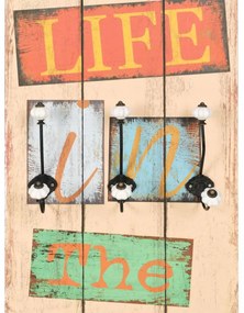 falra szerelhető fogas 6 akasztóval 120 x 40 cm „LIVE LIFE”