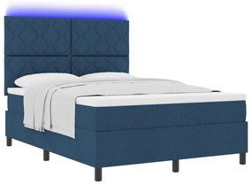 Rugós ágy matraccal és LED-del, kék, 140x200 cm, szövet