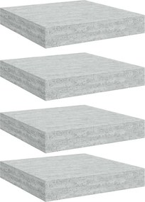vidaXL 4 db betonszürke MDF lebegő fali polc 23 x 23,5 x 3,8 cm