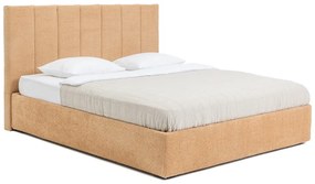 Mustársárga kárpitozott ágyneműtartós franciaágy ágyráccsal 180x200 cm Thessa Bold Line – Bonami Selection